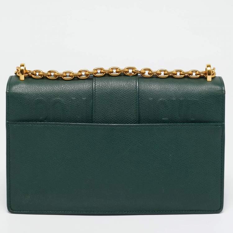 Pre Owned Dior Green Leather Montaigne 30 Flap Shoulder Bag