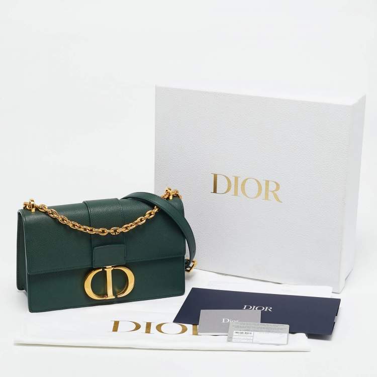 Pre Owned Dior Green Leather Montaigne 30 Flap Shoulder Bag