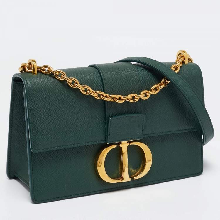 Pre Owned Dior Green Leather Montaigne 30 Flap Shoulder Bag