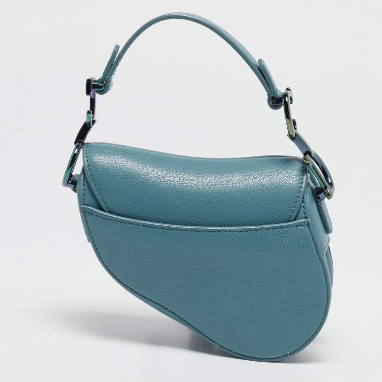 Pre Owned Dior Blue Leather Micro Saddle Bag