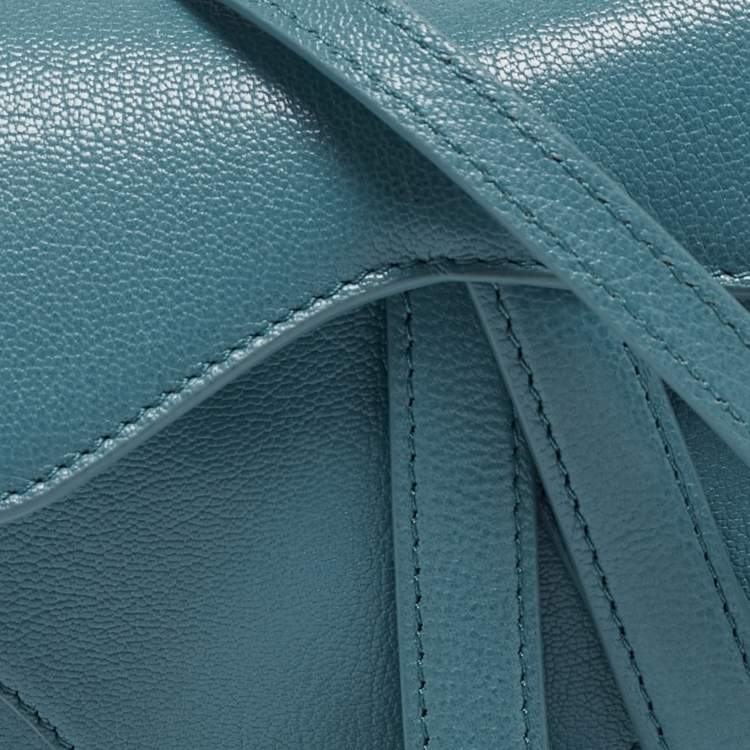 Pre Owned Dior Blue Leather Micro Saddle Bag