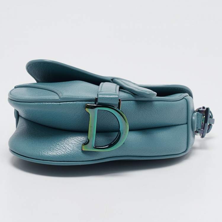 Pre Owned Dior Blue Leather Micro Saddle Bag