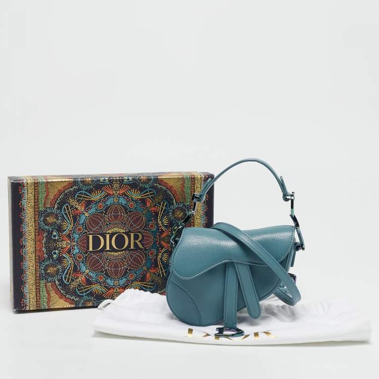 Pre Owned Dior Blue Leather Micro Saddle Bag