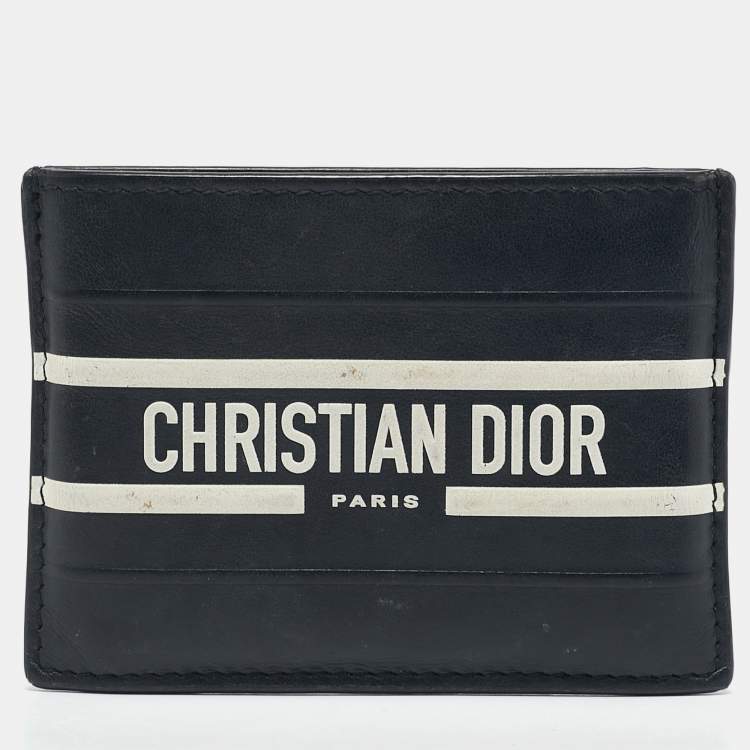 Pre Owned Christian Dior Navy Blue Leather Vibe Voyageur Card Case