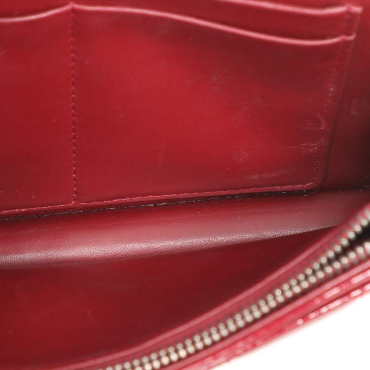 Pre Owned Dior Red Patent Leather Miss Dior Wallet On Chain Pouch