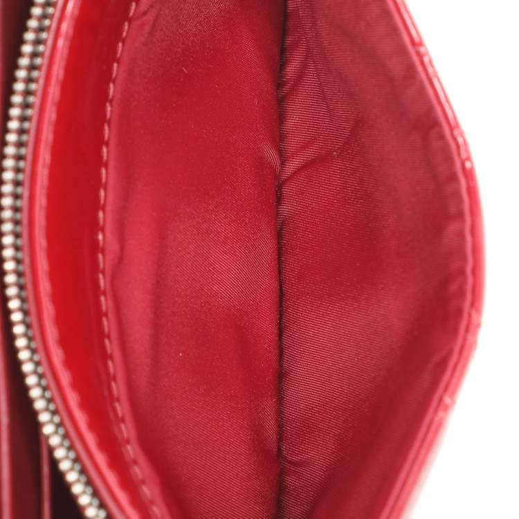 Pre Owned Dior Red Patent Leather Miss Dior Wallet On Chain Pouch
