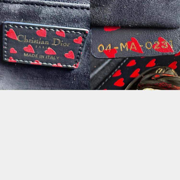 Pre Owned Dior Navy, Red Leather Lady Dior Tote Bag