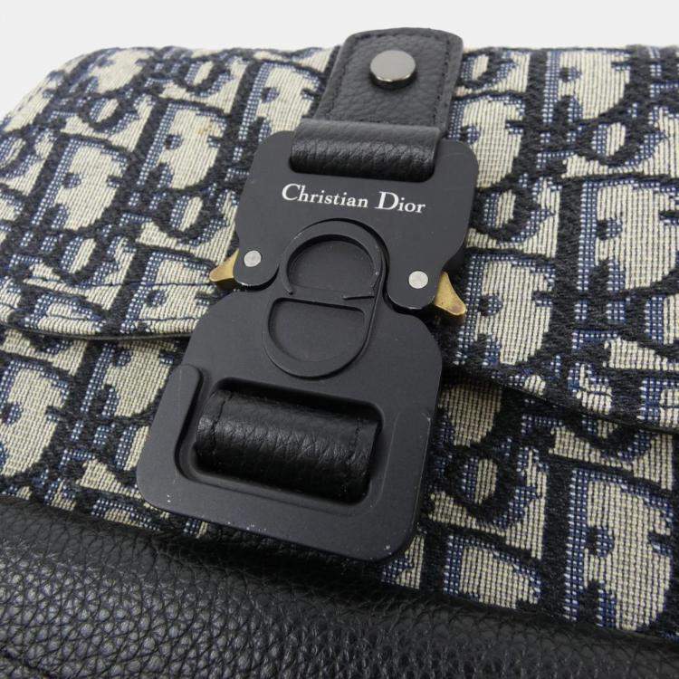 Pre Owned Dior Navy Blue Canvas Saddle Backpack