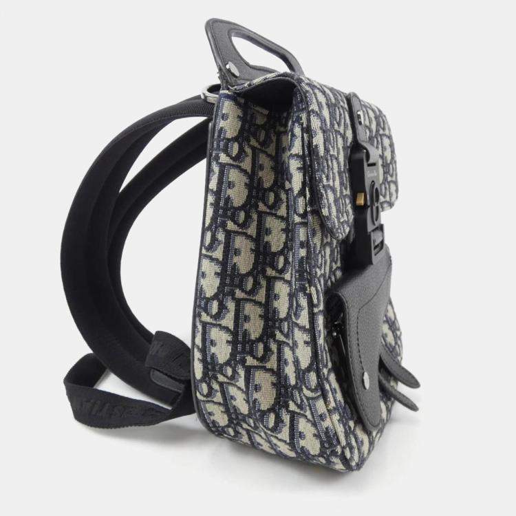 Pre Owned Dior Navy Blue Canvas Saddle Backpack
