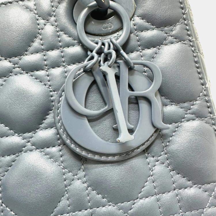 Pre Owned Dior Blue Lambskin Lady Dior Shoulder Bag