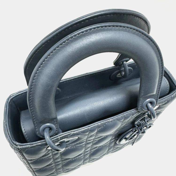 Pre Owned Dior Blue Lambskin Lady Dior Shoulder Bag