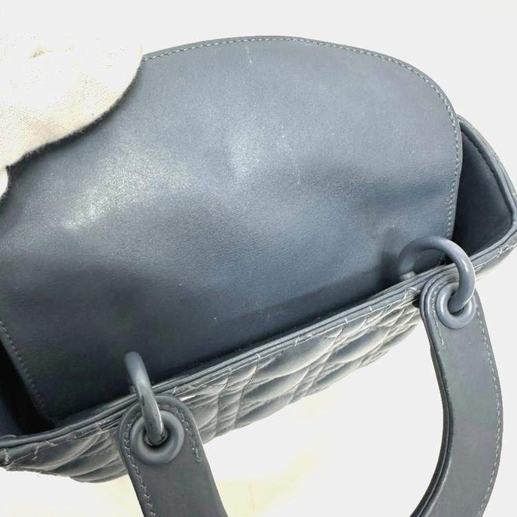 Pre Owned Dior Blue Lambskin Lady Dior Shoulder Bag