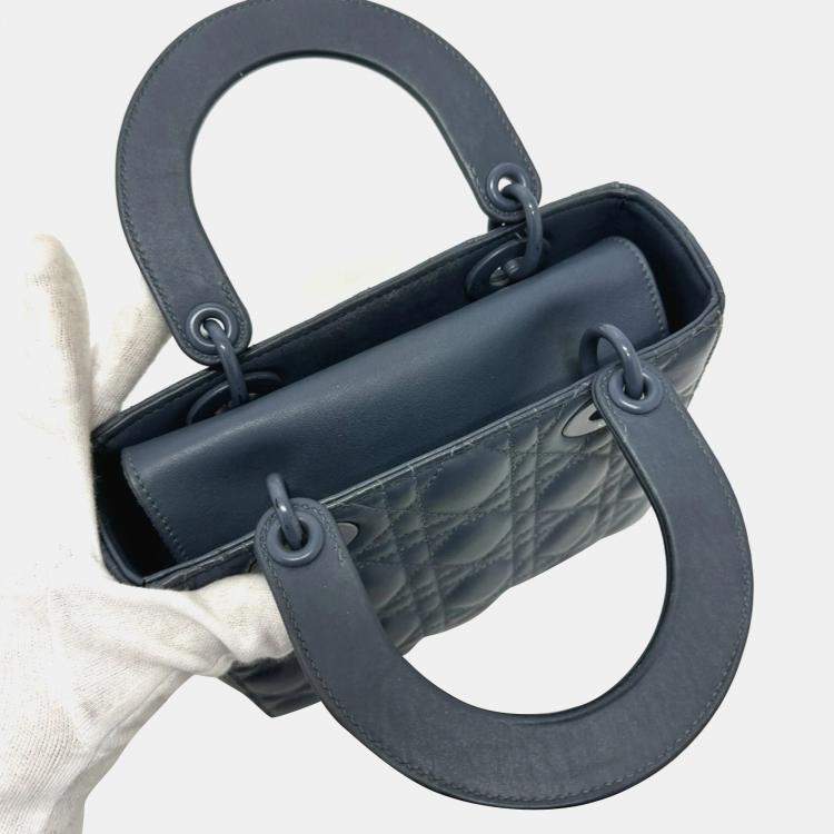 Pre Owned Dior Blue Lambskin Lady Dior Shoulder Bag