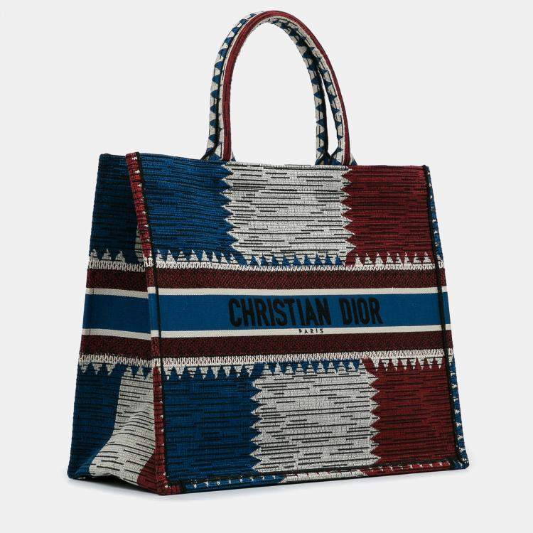 Pre Owned Dior Blue/Red Large French Flag Book Tote Bag