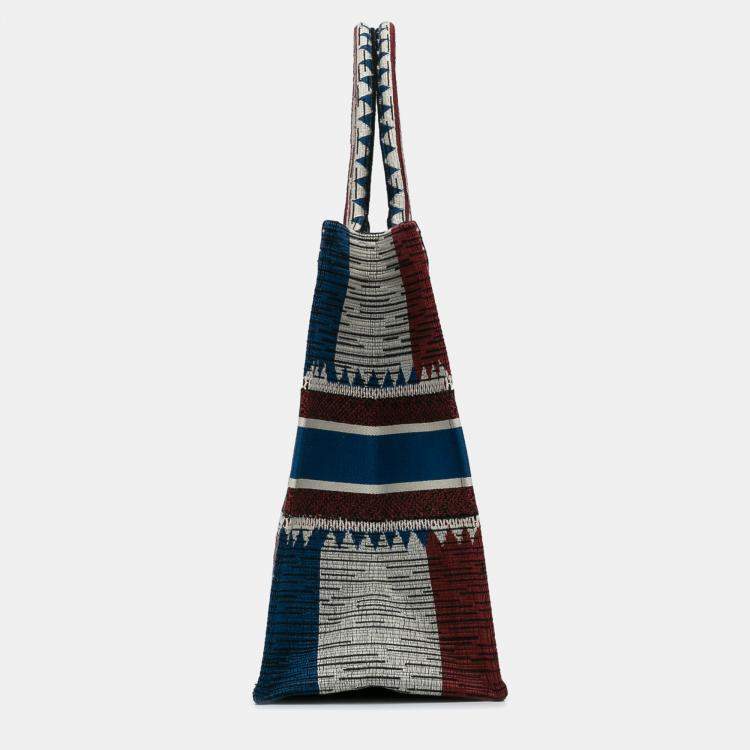 Pre Owned Dior Blue/Red Large French Flag Book Tote Bag