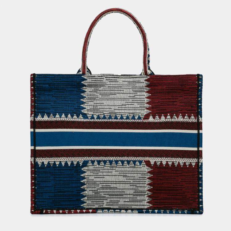 Pre Owned Dior Blue/Red Large French Flag Book Tote Bag