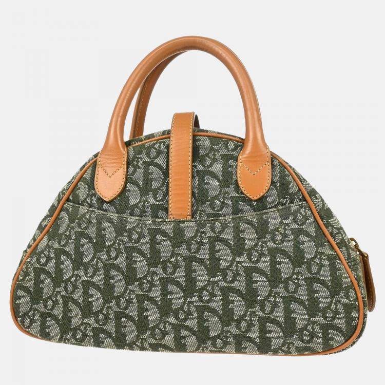 Pre Owned Dior Green Canvas Double Saddle Trotter Handbag