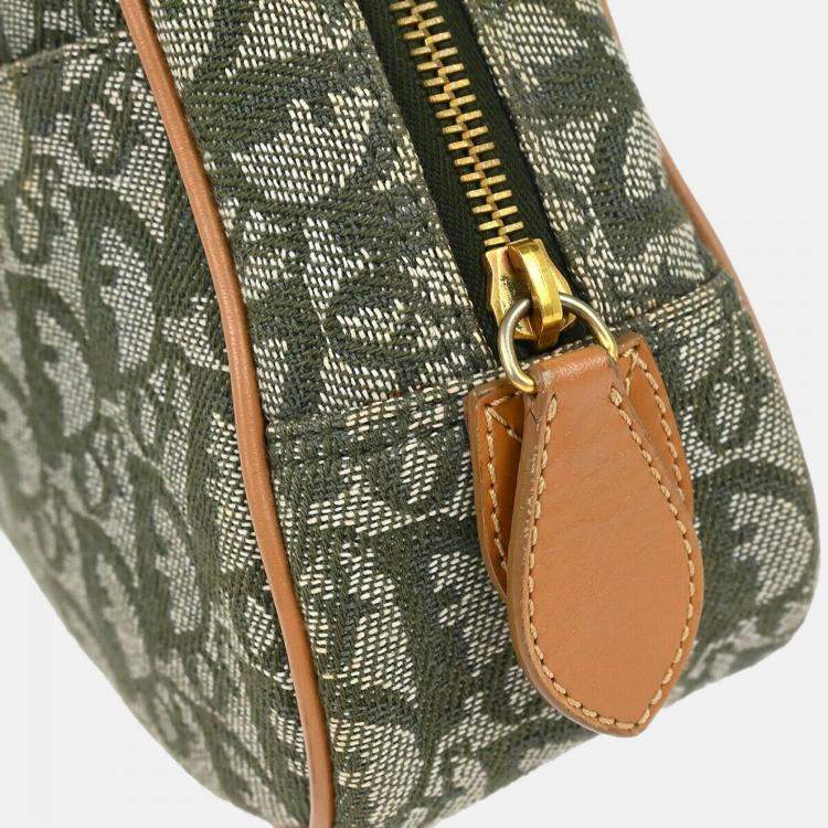 Pre Owned Dior Green Canvas Double Saddle Trotter Handbag
