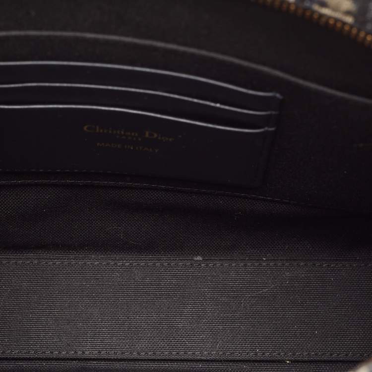 Pre Owned Dior Navy Blue Oblique Jacquard Canvas 30 Montaigne Pouch