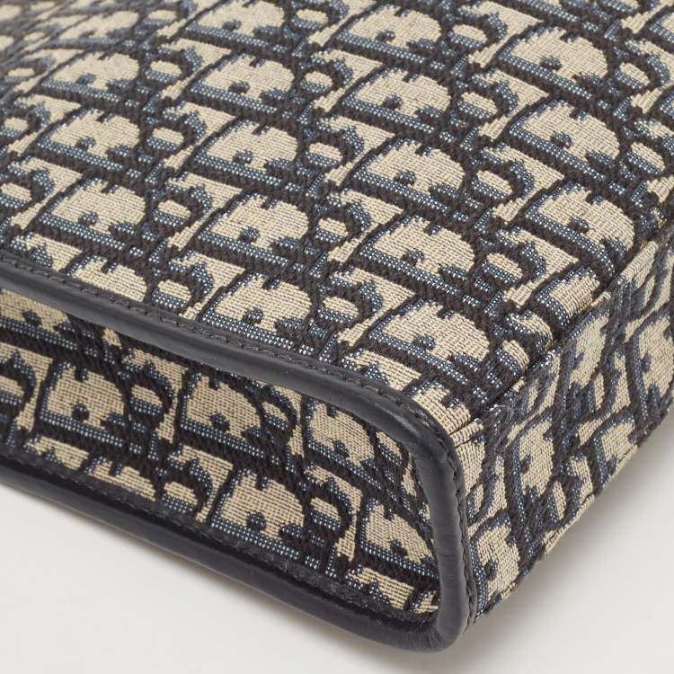 Pre Owned Dior Navy Blue Oblique Jacquard Canvas 30 Montaigne Pouch