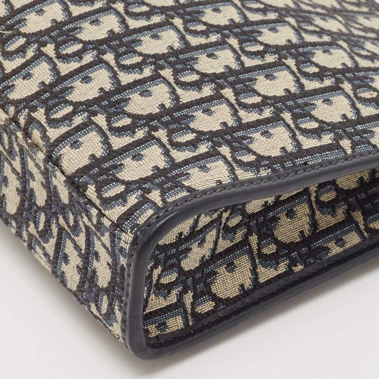 Pre Owned Dior Navy Blue Oblique Jacquard Canvas 30 Montaigne Pouch
