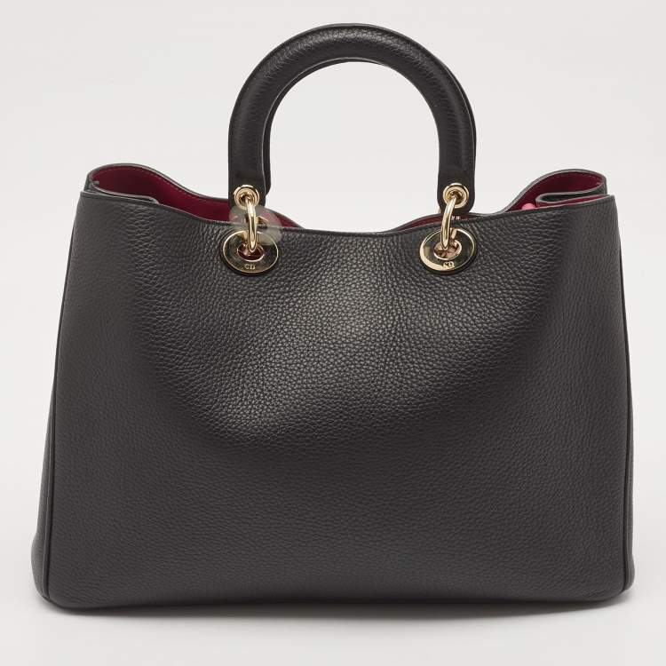 Pre Owned Dior Black Leather Large Diorissimo Shopper Tote