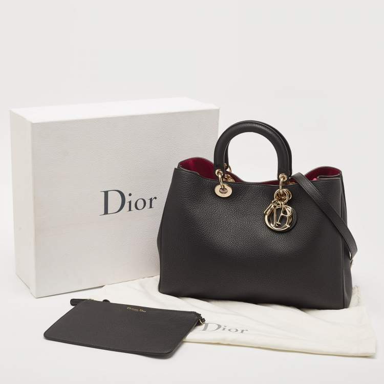 Pre Owned Dior Black Leather Large Diorissimo Shopper Tote