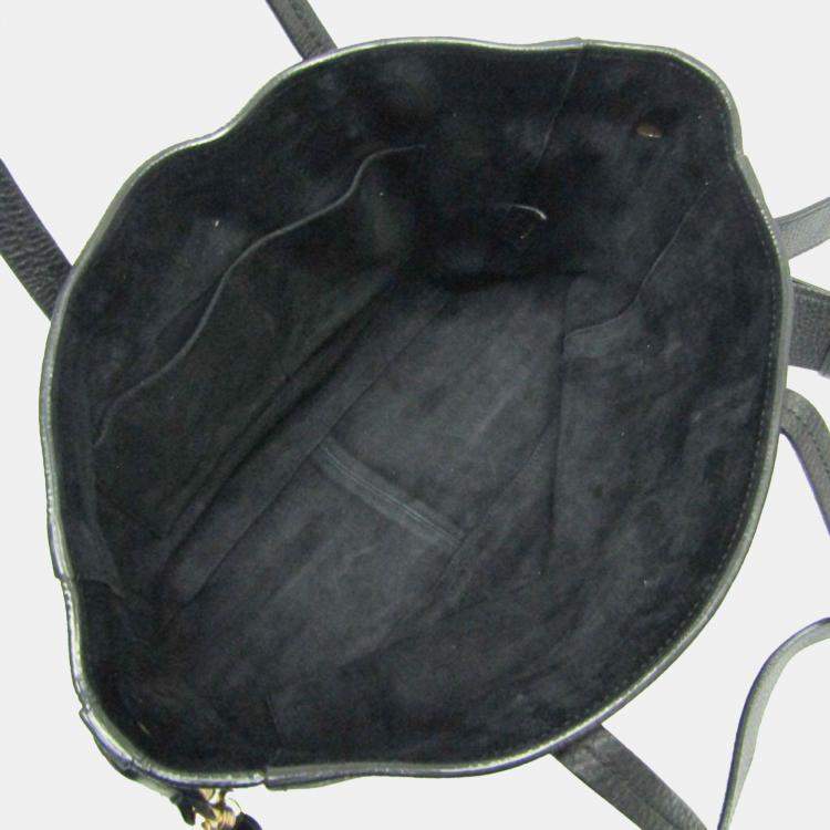 Pre Owned Dior Black Leather Tote Bag