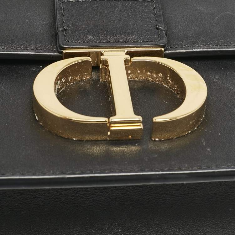 Pre Owned Dior Black Leather East West 30 Montaigne Chain Bag