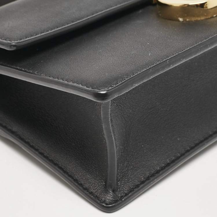 Pre Owned Dior Black Leather East West 30 Montaigne Chain Bag