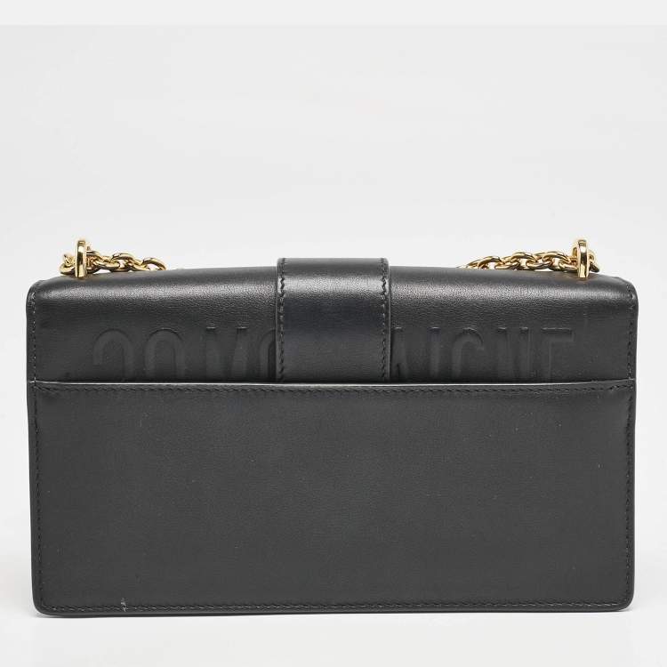 Pre Owned Dior Black Leather East West 30 Montaigne Chain Bag