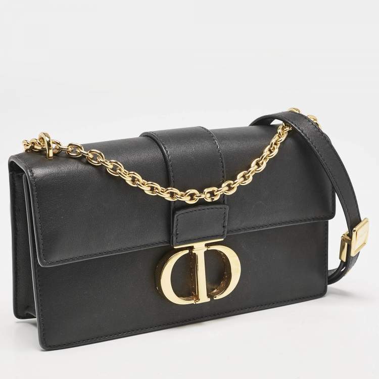Pre Owned Dior Black Leather East West 30 Montaigne Chain Bag