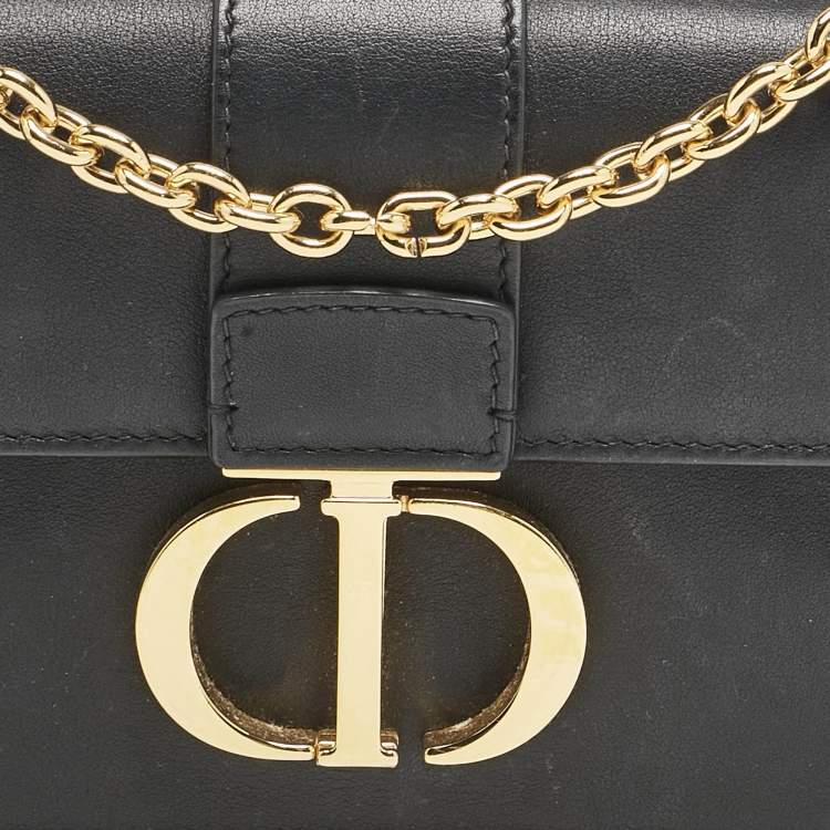 Pre Owned Dior Black Leather East West 30 Montaigne Chain Bag