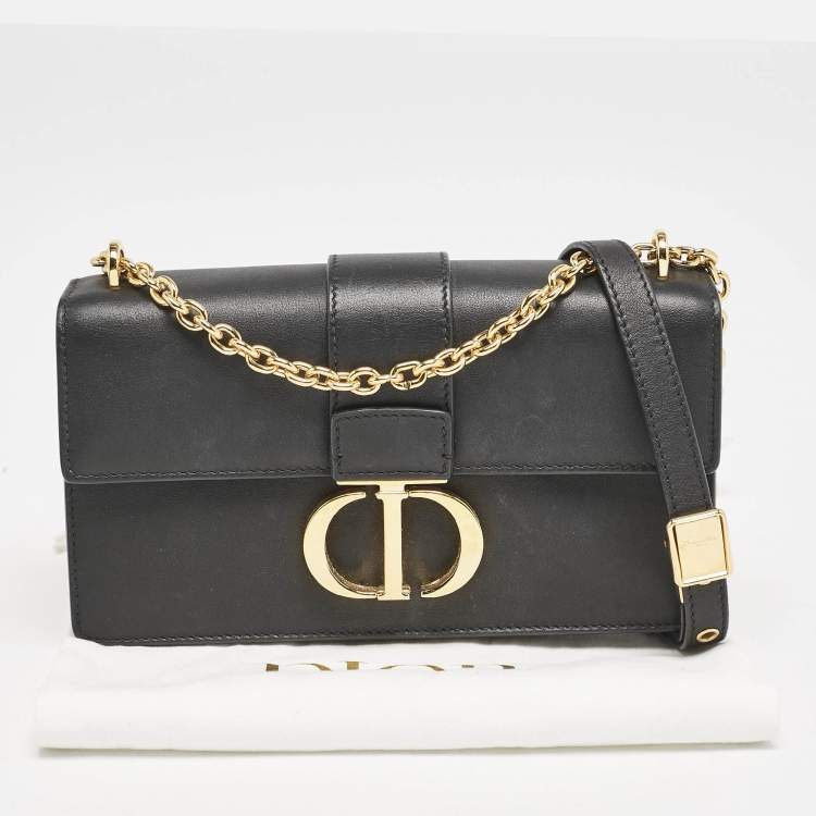 Pre Owned Dior Black Leather East West 30 Montaigne Chain Bag