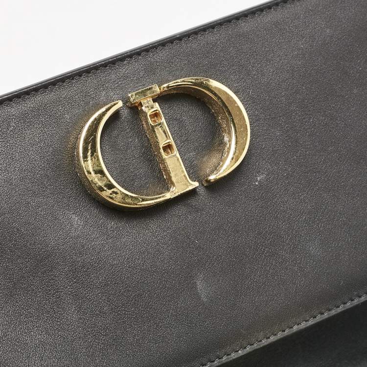 Pre Owned Dior Black Leather East West 30 Montaigne Chain Bag