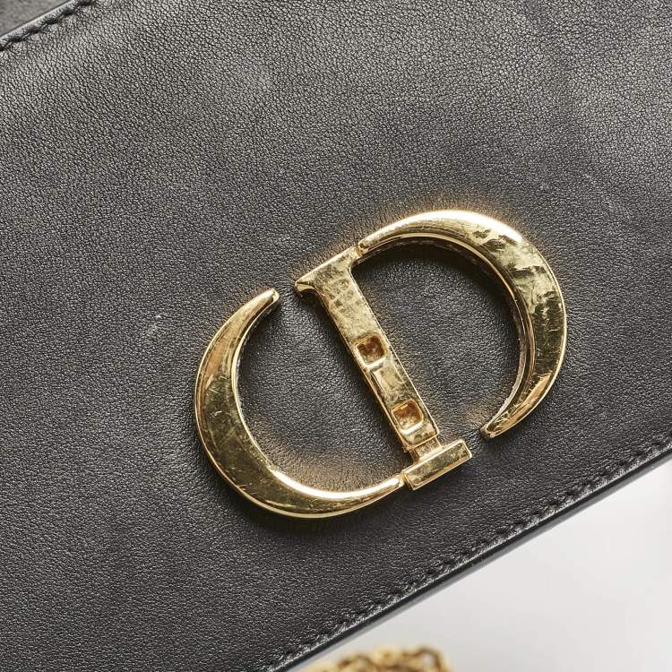 Pre Owned Dior Black Leather East West 30 Montaigne Chain Bag