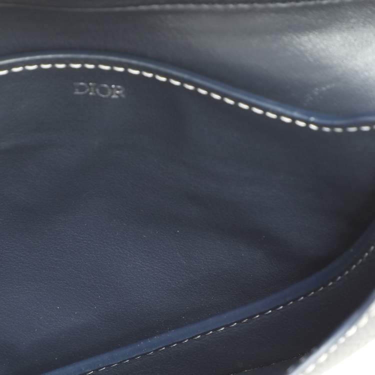 Pre Owned Dior Blue Leather Saddle Pouch Clutch