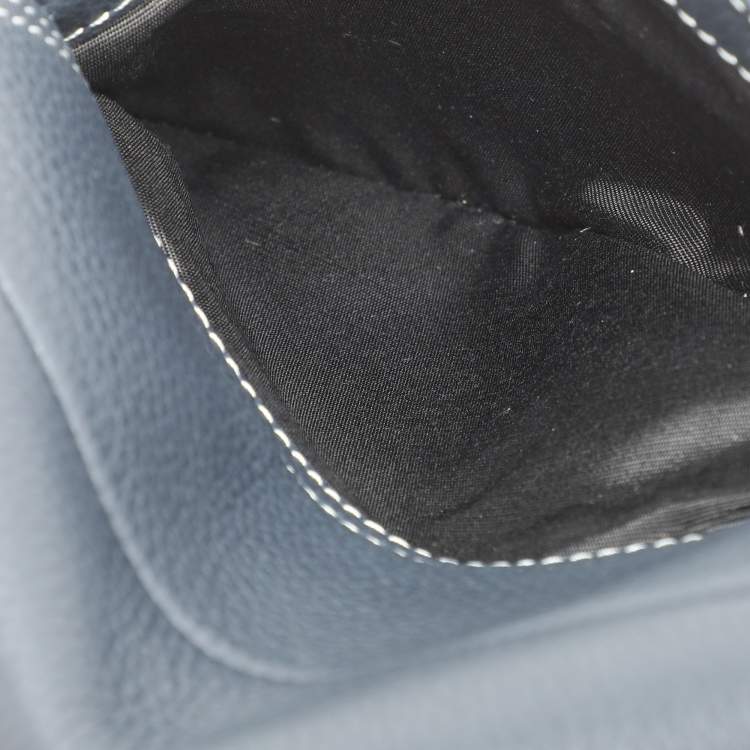Pre Owned Dior Blue Leather Saddle Pouch Clutch