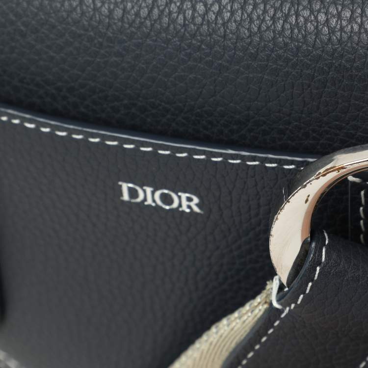 Pre Owned Dior Blue Leather Saddle Pouch Clutch