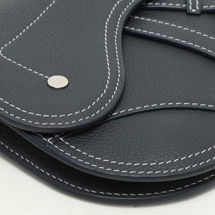 Pre Owned Dior Blue Leather Saddle Pouch Clutch