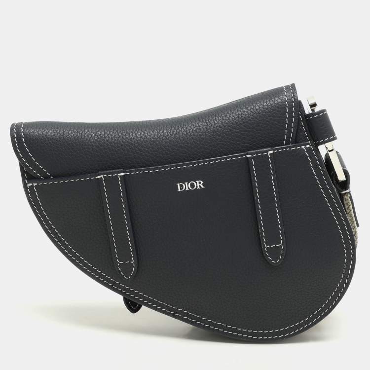 Pre Owned Dior Blue Leather Saddle Pouch Clutch