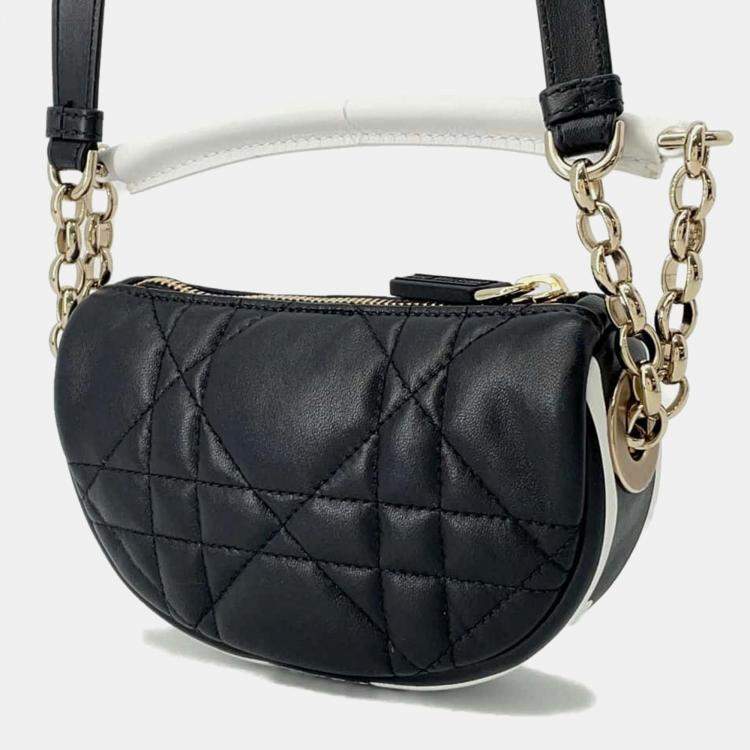 Pre Owned Dior Black/White Lambskin Dior Vibe Micro Handbag 
