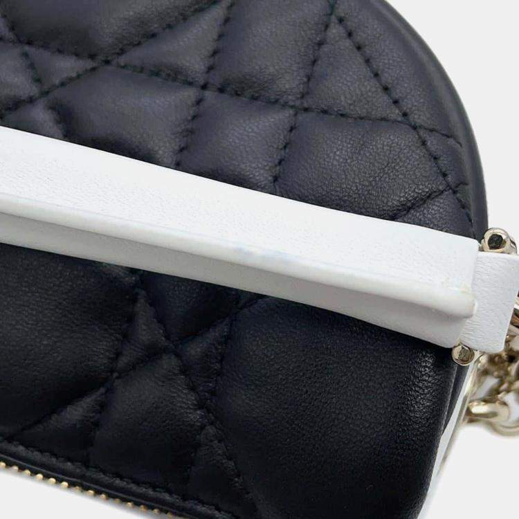 Pre Owned Dior Black/White Lambskin Dior Vibe Micro Handbag 