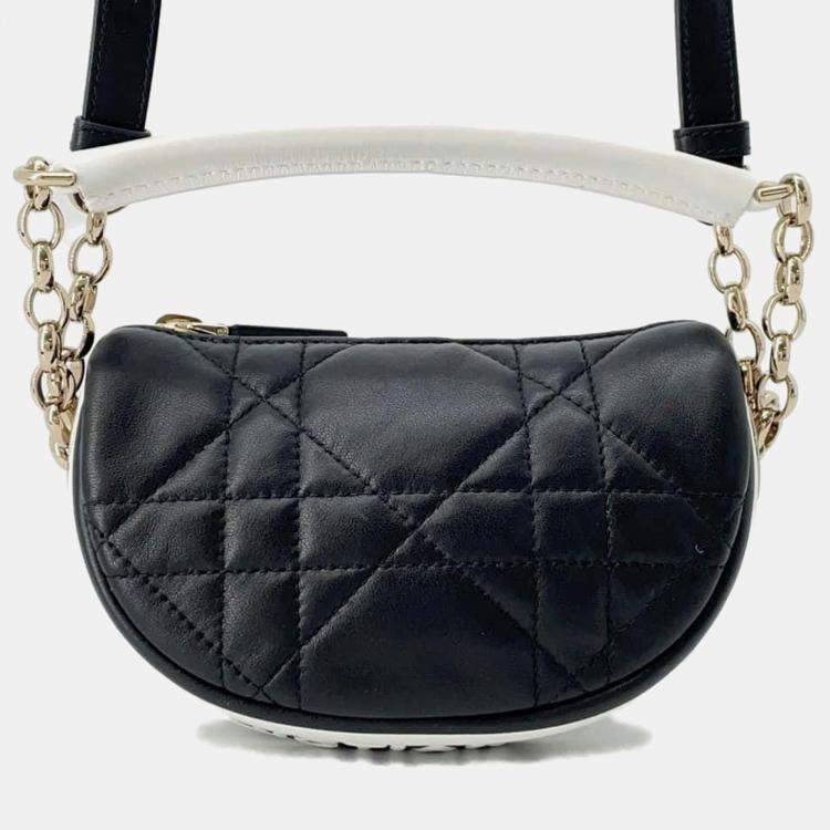 Pre Owned Dior Black/White Lambskin Dior Vibe Micro Handbag 