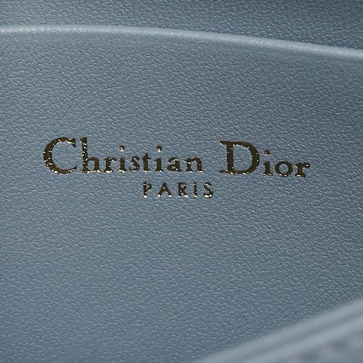 Pre Owned Dior Light Blue Cannage Leather Mini My Dior Top Handle Bag