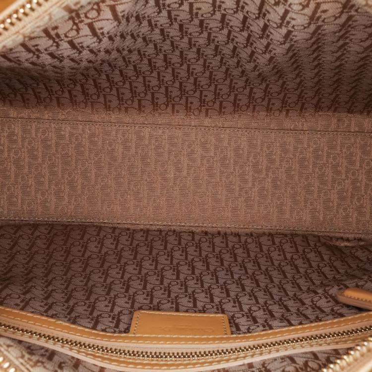 Pre Owned Dior Beige/Brown Large Patent Cannage Lady Dior