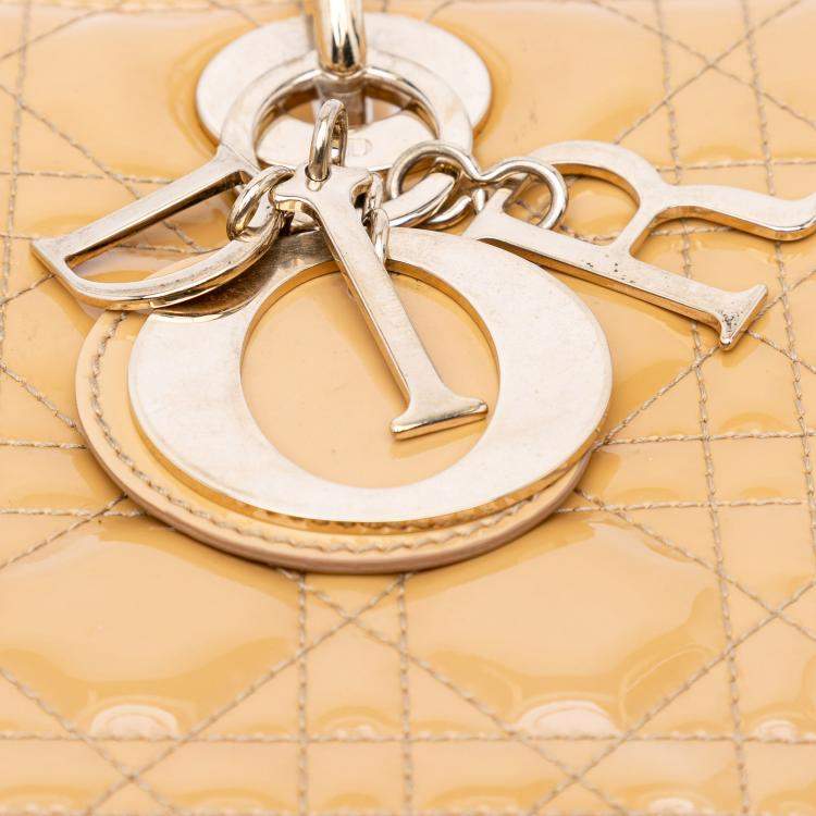 Pre Owned Dior Beige/Brown Large Patent Cannage Lady Dior