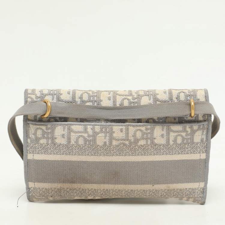 Pre Owned Dior Grey/White Oblique Canvas Saddle Belt Bag