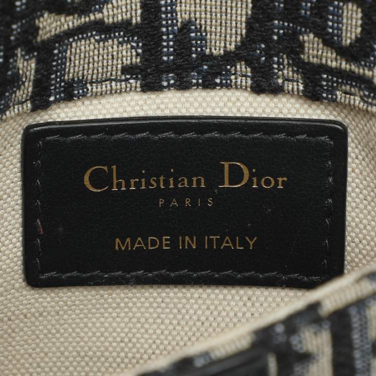 Pre Owned Dior Blue Oblique Canvas and Leather Saddle Belt Bag