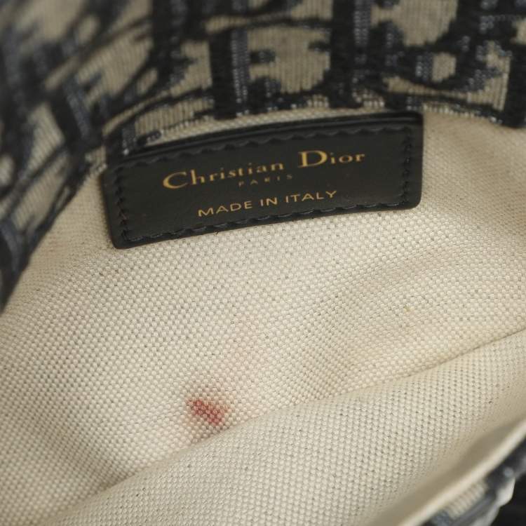 Pre Owned Dior Blue Oblique Canvas and Leather Saddle Belt Bag